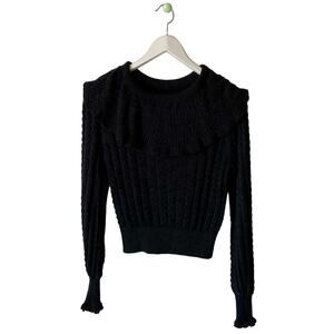 Free People Cropped Black Knit Cowl Neck Sweater Size XS